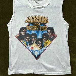 Vintage 1984 The Jacksons Victory Tour Muscle Tee - Modern Small